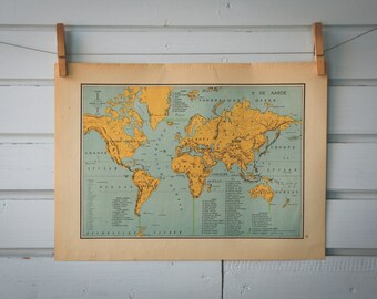 1941 Vintage World Map