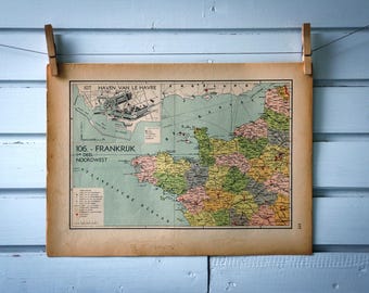 1941 Vintage West France Map