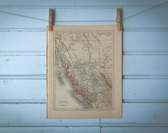 1895 Vintage British Columbia Map