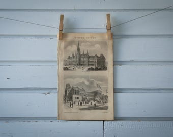 1887 Vintage Viennese Architecture Lithograph Illustration