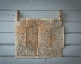 1911 Vintage Map of Athens
