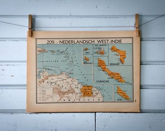 1941 Vintage Map of the Dutch Caribbean & Suriname