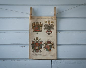 1887 Vintage Coats of Arms Chromolithograph Illustration