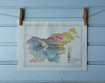 1971 Vintage Slovenia Geology Map