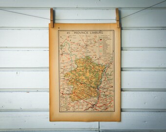 1941 Vintage Map of Limburg Province of Belgium