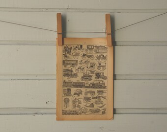 1922 Vintage Vehicles Lithograph Illustration