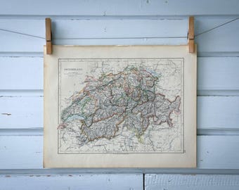 1904 Vintage Map of Switzerland
