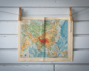 1936 Vintage Map of Asia