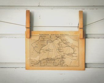 1927 Vintage West Mediterranean Routes Map