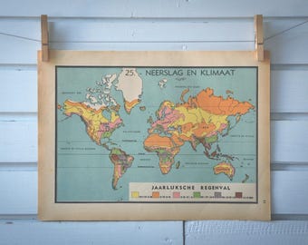1941 Vintage World Rainfall Map