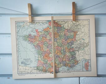 1925 Vintage Map of France