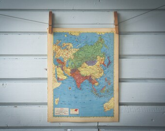 1958 Vintage Map of Asia