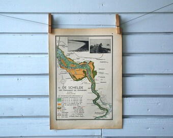 1941 Vintage Map of River Schelde