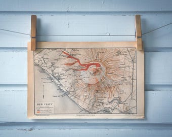 1890 Vintage Mount Vesuvius Map