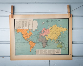 1941 Vintage Ocean Routes World Map