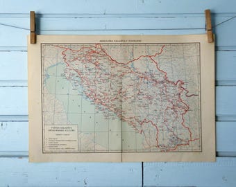 1971 Vintage Classical Antiquity Archaeology Map of Yugoslavia