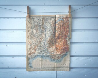 1910 Vintage Southeast France Map