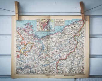 1931 Vintage Pomerania & Brandenburg Map
