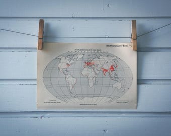 1936 Vintage World Population Map