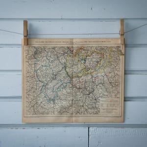 1887 Vintage Rheinland-Pfalz Karte