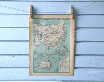 1941 Vintage Asia & Australia Minerals Map