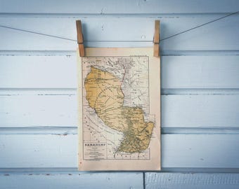 1937 Vintage Paraguay Map