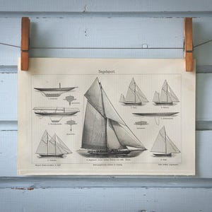 1907年ヴィンテージセーリングリトグラフイラスト - Etsy 日本