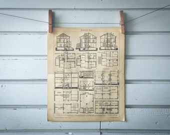 1884 Vintage Central Heating Lithograph Illustration