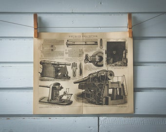 1887 Vintage Artillery Lithograph Illustration