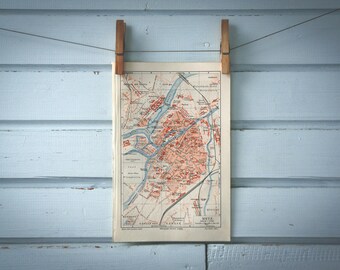 1907 Vintage Map of Metz