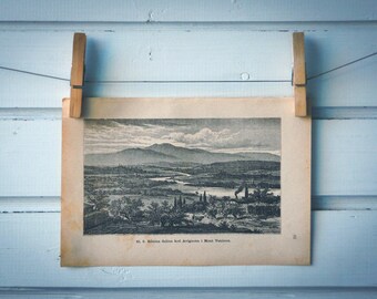 1890 Vintage Rhône River & Mont Ventoux Lithograph Illustration