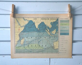 1941 Vintage Map of the Indian Ocean