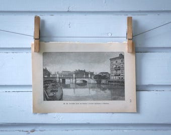 1892 Vintage Berlin Schlossbrücke Lithograph Illustration