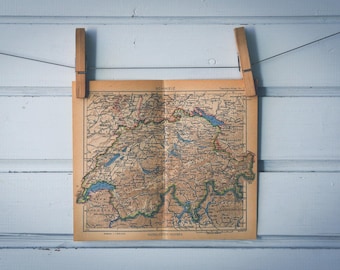 1943 Vintage Map of Switzerland