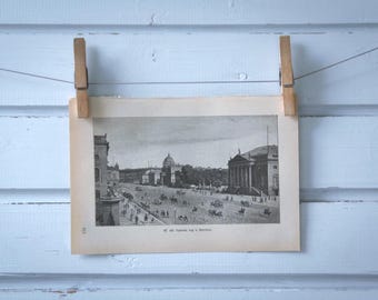 1892 Vintage Berlin Unter den Linden Boulevard Lithograph Illustration