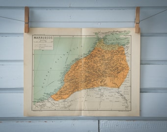 1928 Vintage Map of Morocco
