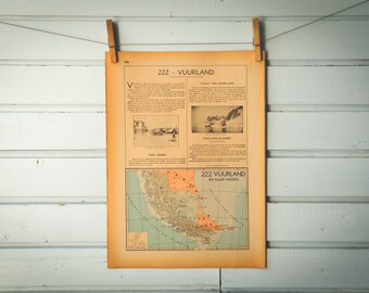 1941 Vintage Tierra del Fuego Map