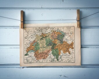 1937 Vintage Map of Switzerland