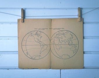 1920s Vintage World Blank Map