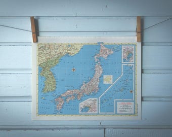1957 Vintage Map of Japan