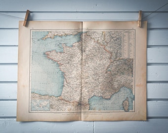 1901 Vintage Map of France