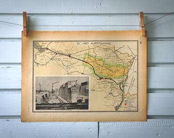 1941 Vintage Map of Albert Canal