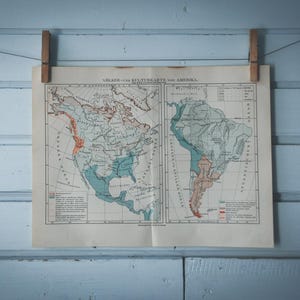 Mapa Etnográfico Vintage das Américas de 1897
