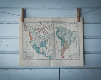 1897 Vintage Ethnographic Map of the Americas