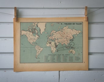 1941 Vintage Ethnographic World Map