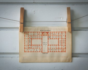 1911 Vintage Plan of Archaeological Museum of Naples