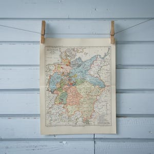1907 Vintage Landkarte, Deutschland Mitte des 19ten Jahrhunderts