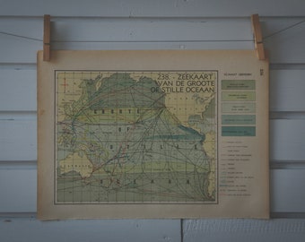 1941 Vintage Map of the Pacific Ocean