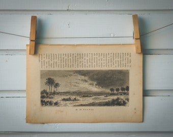 1890 Vintage Landes Lithograph Illustration