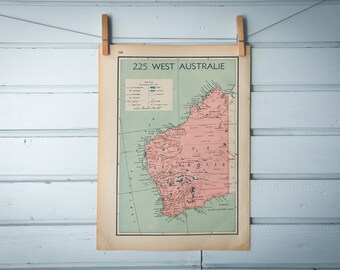 1941 Vintage West Australia Map